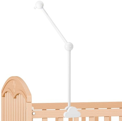Szaboviktoria Mobile Halterung für Babybett und Wickeltisch - Holz, Wolken, zum Aufhängen von Windspielen, Bettglocken, Kinderspielzeug, Weiß