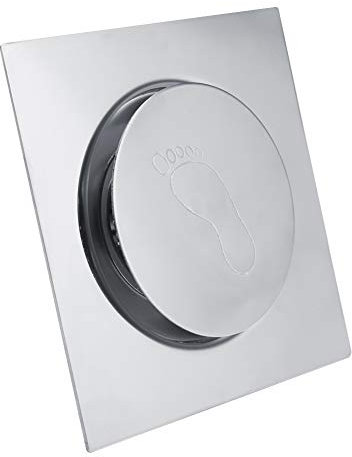 Bodenablauf mit Pedal aus Edelstahl, ideal für Badezimmer, Waschräume, Garagen und Keller, inklusive Ablaufgitter und Bodensieb