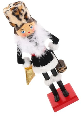 PRETYZOOM Figura Navideña De Cascanueces Adorno De Cascanueces Femenino para Escritorio Decoración Navideña De Madera Pintada Mano para Fiesta De Navidad