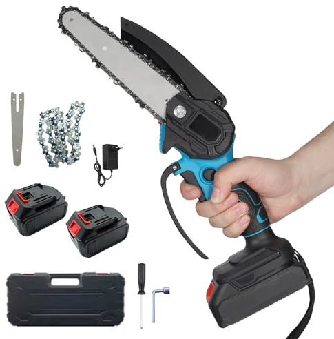 Tronconneuse a Batterie 6 Pouces avec Batterie 2600mAh Petite Tronconneuse Électrique sans Fil pour Branches d'arbres Coupe de Bois Jardin