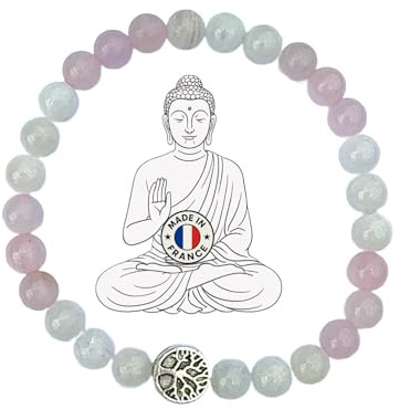 Générique Magneti-sens - Bracelet en pierre naturelle - Fertilité & Douceur – Quartz Rose et Pierre de Lune | Conception, PMA & Grossesse | Énergie Féminine et Apaisement Émotionnel, 6 mm, Fait Main