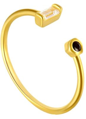 Wycian Ringe Verlobung Ring Moissanite Gold 14 Karat Gelbgold Au585 Rechteckform Moissanit Größe 61 (19.4) Vorsteckring für Tante Elegant Schmuck Geschenk