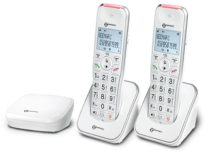 Geemarc Liberty 200 Duo - Téléphones sans Fil avec Base Ultra Compacte - Installez Vos Combinés où Vous Voulez