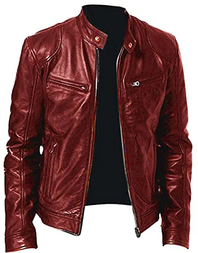 Generisch Lederjacke Herren Echtleder Motorrad Jacke Herren Pilotenjacke Vintage Freizeit Lederblouson