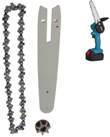 Agatige Ensemble Remplacement de la chaîne tronçonneuse pour Mini-tronçonneuse électrique, Barre Guidage de 66 mm 186 mm avec pittage en Acier 1/4 Pouce pour la scie à réduction Main