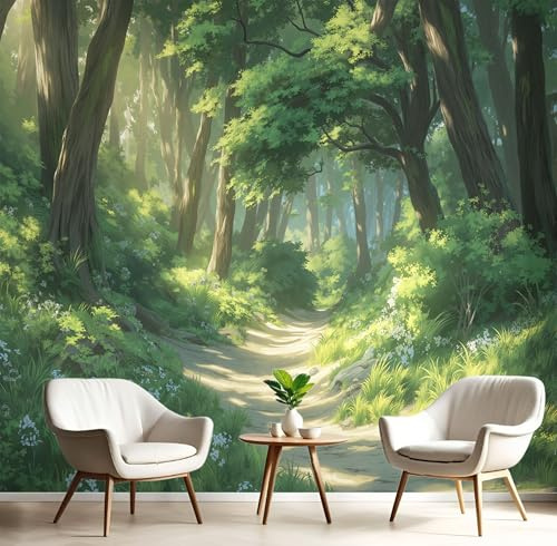 Carta Da Parati Effetto 3D Sole Filtra Attraverso Foglie 400×280cm, Fotomurali Non Tessuto XXL, Decorazione Poster Arte Murale Luce Solare Screziata per Casa Ufficio Camera Letto Soggiorno