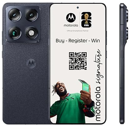 Motorola Signature Smartphone (6,78-Super-HD+-Display, Corning Gorilla Glass Victus2, 4X 50-MP-Kameras, 16/512GB, 5100mAh, 90W-TurboPower + 50W kabelloses Aufladen) Pantone Carbon, inkl. Cover