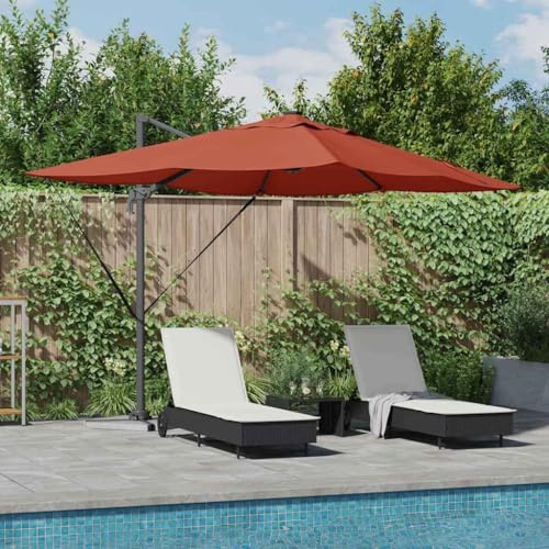 Cloison de jardin Roma - Parasol déporté avec serrure - Rouge et noir - 352 x 251 x 265 cm - Écran de protection des données pour balcon, terrasse, jardin