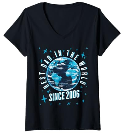 Femme Meilleur Papa du Monde - sans Blague - Papa Depuis 2006 T-Shirt avec Col en V