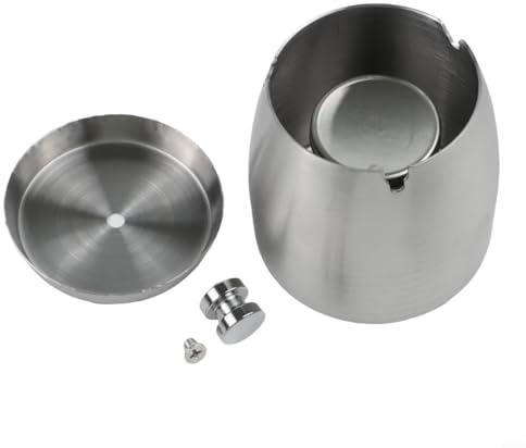 Raccoglitore di fuliggini in acciaio inox con coperchio, anti-odore e antivento, per interni ed esterni, 9 x 8 cm, argento/nero/viola (argento)