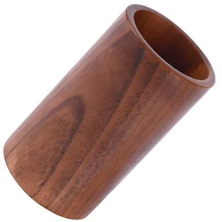 CATIEBYE Soporte Cilíndrico de Madera Vintage para Utensilios de Cocina 15x9 Cm Drenaje, Organizador de Cubiertos y Porta Cucharas Compacto para Encimera y Escritorio