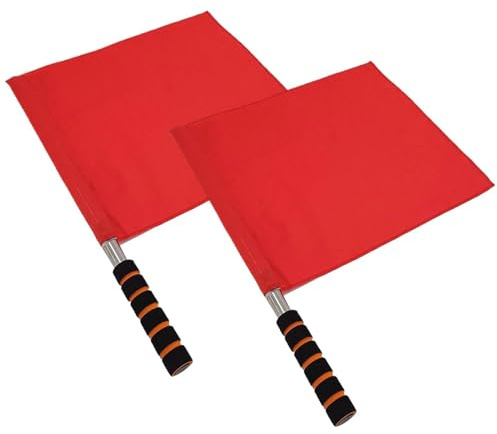 Juego de silbatos de bandera de árbitro – Banderas de juez de línea ligera | 2 piezas de 160 g, señalización oficial del juego, accesorios para árbitro de fútbol para partidos de entrenamiento,