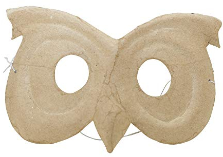 Décopatch AC456O Maske Karneval Eule für Kinder aus Pappmache kartonbraun