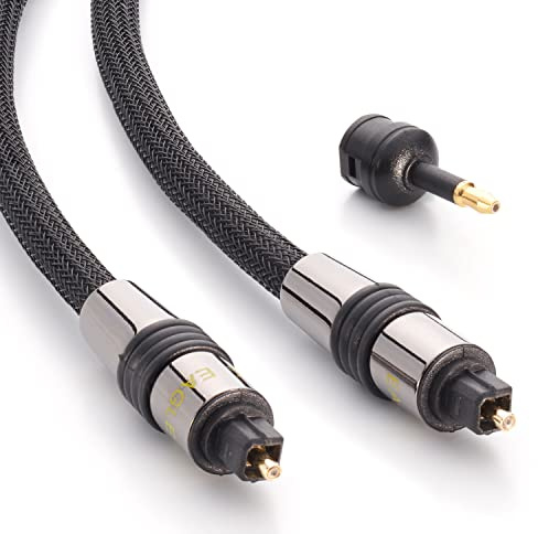 Eagle Cable by INAKUSTIK - 10021015 - Cavo ottico deluxe, per segnali audio digitali, 1,50 m, colore nero, conduttore in nylon per max. conducibilità luminosa, incluso 1 adattatore mini link, con