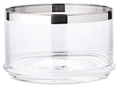 Edzard Ciotola in Vetro per servire Vigo, Bicchiere in Cristallo soffiato a Bocca con Bordo in Platino, Diametro 19 cm, Altezza 12 cm