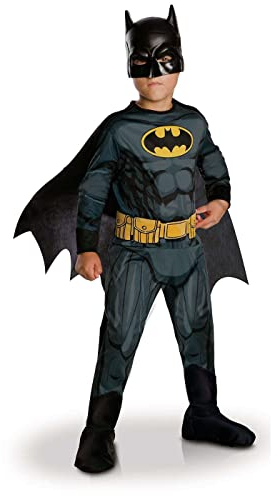 RUBIE'S DC Officiel - BATMAN - Déguisement Classique Pour Enfant - Taille 5-6 Ans - Costume Avec Combinaison Imprimée,ceinture, Couvre-bottes, Cape Détachable Et Masque - Halloween, Carnaval