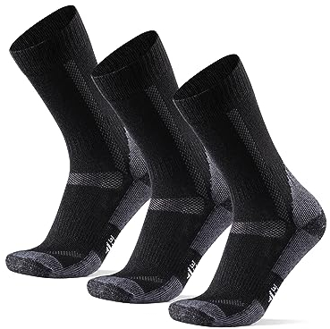 DANISH ENDURANCE Merino Wandersocken, Sommer Trekkingsocken, Unisex, Herren, Damen & Kinder, 3 Paar, Schwarz/Grau, 43-47