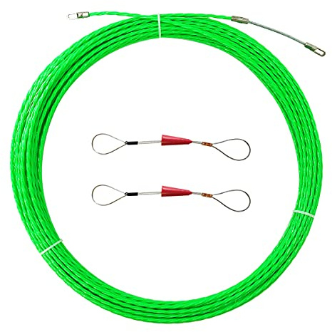 IRSCorp Kit Tire-Câble 20M 66ft Ruban Passe-Câble à Travers Mur PET 4mm Extracteur de Câble Électrique Dispositif Guide-Fil Enfileur Tige de Tirage Fixation Câble Passe-Fil