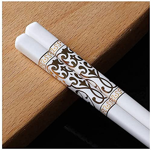 ZHANGDONG Palillos Chinos Palillos Sushi Palillos Coreanos 5 Pares de Palillos Chinos de Porcelana Blanca, Palillos Chinos de cerámica para Uso Familiar, Palillos para ollas Calientes de Fideos