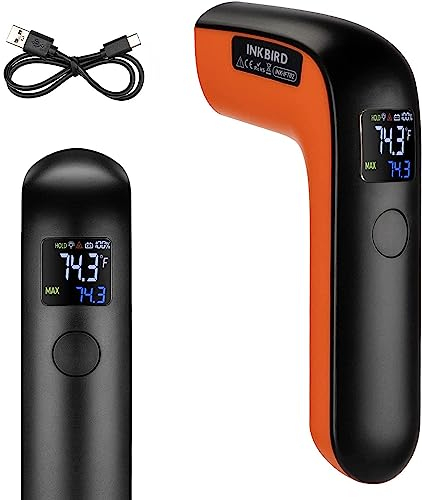 Inkbird Rechargeable Infrared Thermometer Gun for Cooking -58℉~1022℉| Colorful Display Digital Laser Temperature Gun for Pizza Oven Grill Kitchen Home Repairs with Max Measure (NOT for Human)