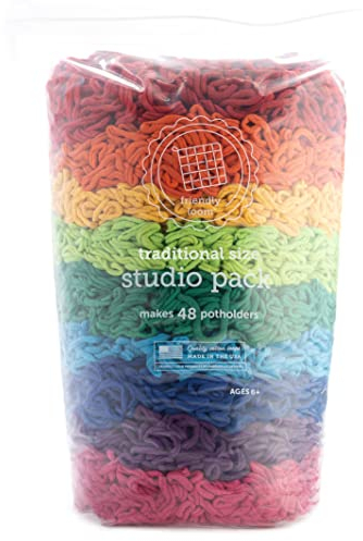 friendly loom 7 Traditional Size Studio Pack Rainbow Cotton Loops Makes 48 (6 x 6) Potholders by Harrisville Designs Made in The USA