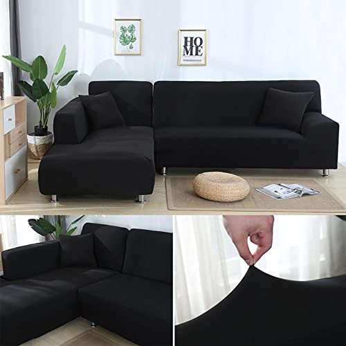 MicroMall Einfarbige Sofabezug für Wohnzimmer, elastische Eckcouch Chaiselongue Schonbezüge Stuhlschutz