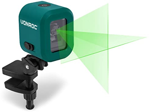 VONROC Kreuzlinienlaser 10 Meter rot - Laser Wasserwaage selbstnivellierend ideal als Baulaser - Kreuzlaser Nivelliergerät inkl. Montagebügel (18 Meter - 4V)