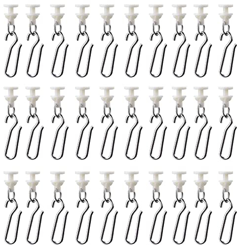 CONNECTION 60 Stücke Gardinenhaken Gleiter Curtain Hooks Gardinenröllchenv mit 30 Stücke Haken und 30 Stücke Gleitende für Schiene Curtain Hooks Duschvorhänge Türvorhang (Beige)
