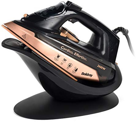 Beldray 2 en 1 Plancha de vapor de mano - estación de vapor inalámbrica grande, suela de cerámica, tanque de agua de 300 ml, función antical , uso con cable/inalámbrico, 2600 W