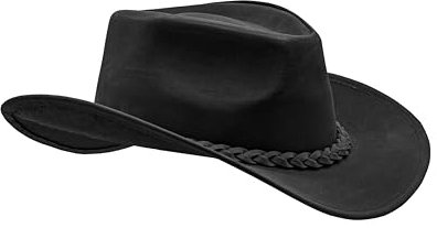 HADZAM Block Grain Leder Cowboyhut für Männer Frauen Form fähig in Out Back Hut Langlebige Leder Hüte für Männer | Westernhut, Schwarz, XXL