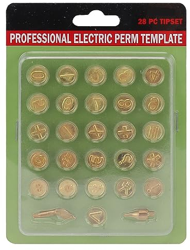 Mumusuki 28 Teiliges Ersatz der Lötkolbenspitze, Messing-Zahlen-Lötspitzen-Set, Schablonen zum DIY Prägen und Schnitzarbeiten, Holz Brennen Löten Tipps Schnitzwerkzeug Set Brennen Zubehör