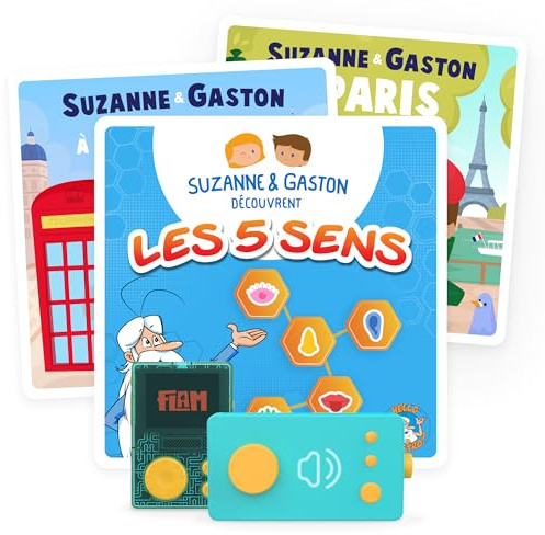 Lunii- 3 Libros de Audio Interactivo-Pack Descubrimiento de 40 Historias Suzanne y Gaston para Niños de 3 a 8 años-5:02 Escuchando en la narradora Mi Fábrica de Historias, Caja de Historias