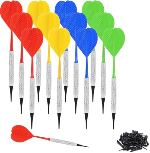 DDKY Confezione da 12 Freccette Professionali in plastica con 100 Freccette morbide a Punta, Freccette Professionali per Uomini, Donne, Anziani e Bambini, Adatte per Giochi Indoor e Outdoor