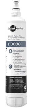 INSINKERATOR F-3000 Under Sink Water Filter Replacement Cartridge for INSINKERATOR Water Filtration System, PFOS/PFOA Filter