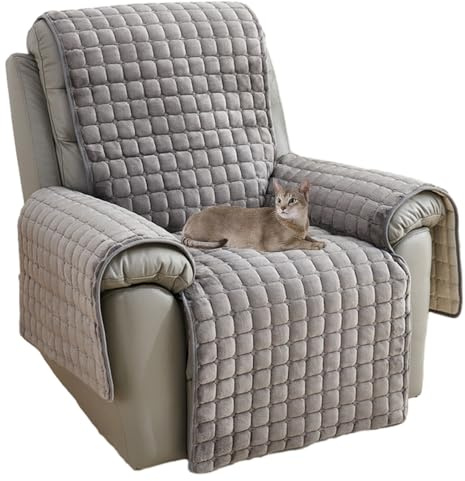 NUODWELL Sofa Armlehnenbezüge, Sesselschoner Sesselauflage, Anti-Rutsch superweich, waschbar, Relaxsessel Bezüg Sesselüberzug Möbelschutz für Kinder und Haustiere (grau, 116 x 190 cm)