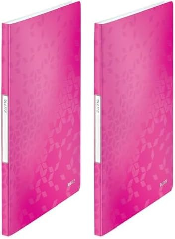 Leitz 46310023 Sichtbuch wow, A4, PP, 20 Hüllen, pink metallic (Packung mit 2)