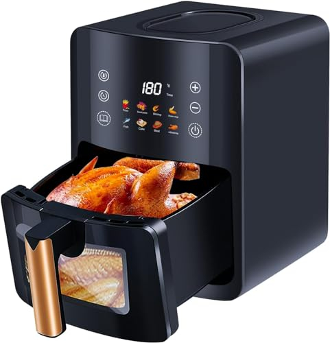 Friggitrice ad aria calda da 5 litri con display digitale, protezione dal surriscaldamento, friggitrice senza olio, friggitrice ad aria per grigliare, cuocere, asciugare