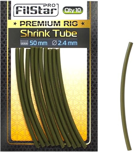 Pro FILSTAR Tubo Termoretractil de Pesca 10x50mm DIA2,4 mm - Carpfishing | Termorretractil - Mangas Antienredos per Alimentador - Manguito per Anzuelos de Pesca - Heat Shrink Tubing - Carpa