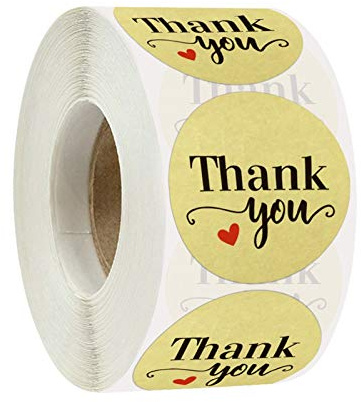 Vellum Papier 1,5 pouce 500 morceaux/rouleau merci, étiquette de papier kraft en forme de coeur, carte-cadeau de cuisson, fête, autocollant d'emballage cadeau Vélin Polyvalent