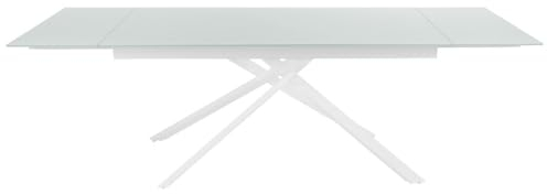 HABITMOBEL Mesa de Comedor Extensible Modelo Schull Color Blanco Cristal Templado de 160 a 240cm
