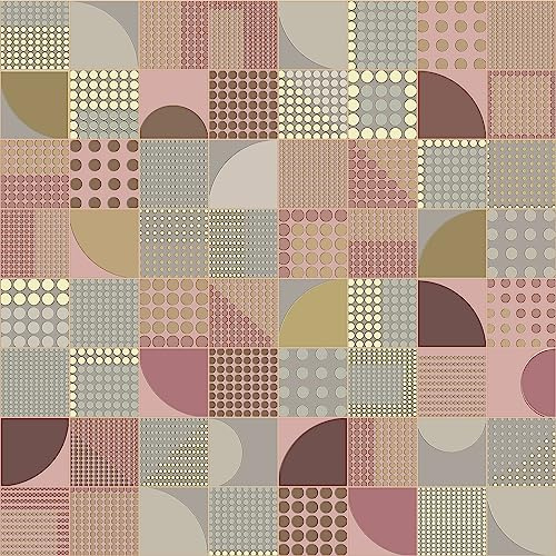 VEELIKE Tapete Geometrisches Muster Bausteinen Abstrakte Rosa Grau Geometrische Tapete Selbstklebende Mustertapete Boho Fototapete Schlafzimmer Wand Dekoration Badezimmer Kinderzimmer 44.5 cm × 300 cm