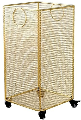 TAUIANE WäSchekorb Auf RäDern, WäSchekorb FüR SchmutzwäSche, Kleiderwagen, Badezimmer Organizer, Leicht Zu Bewegende Griffe, FüR Wohnzimmer, Schlafzimmer,Gold,Square