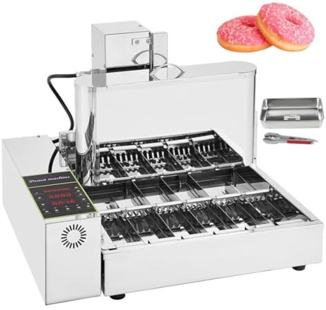 Donut Maker Machine Commercial Digital Donut Fryer - Automatic Donuts Making Machine with 6 Rows Hopper, Adjustable Thickness, Stainless Steel, 2500 unit/h