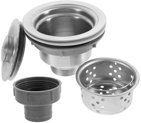 KONTONTY Sink Drain Basket Strainer Sink Stopper for Kitchen Basin Plug and Chain for Washing up Bowl