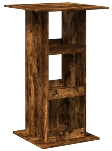 vidaXL Mesa Alta Bar con almacenaje Madera Roble Ahumado 60x60x102 cm, Mesa de Bar, mesita de Bar, Mesa Alta de Cocina, mesas de Bar, Mesa de Pub