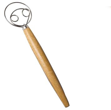Premium Stainless Steel Whisk, Premium Mixing Whisk Tools, Egg Beater with Wooden Handle, Danish Dough Kneader, for Bread, Dough, Cakes, Pastries