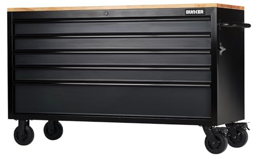 Bunker 28343 5 Drawer Workbench Roller Tool Cabinet, 61, Grey