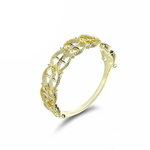 Tolldek 18 Karat Gelbgold Au750 Echtes Ring, Hohl Verlobungsring mit Topas, 18K Gold Hochzeitsring Trauringe Freundschaftsringe für Damen, Gold, Gr.66