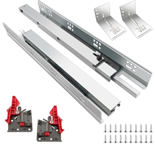 Schubladenschienen 30,5 cm, 4 Sets,Unterflurführungen Bodenmontage Schubladenschienen,sanft schließende, Vollauszug,Verriegelung und Halterungen,40KG Ladekapazität 4 Set=8 Stück