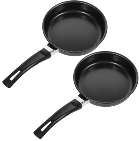 KICHOUSE Padella Antiaderente Mini 14 Cm in Ferro Per Gas e Induzione, Padella Per Friggere Uova e Pancake, Set 2 Pezzi Per Cucina Domestica e Ristorante